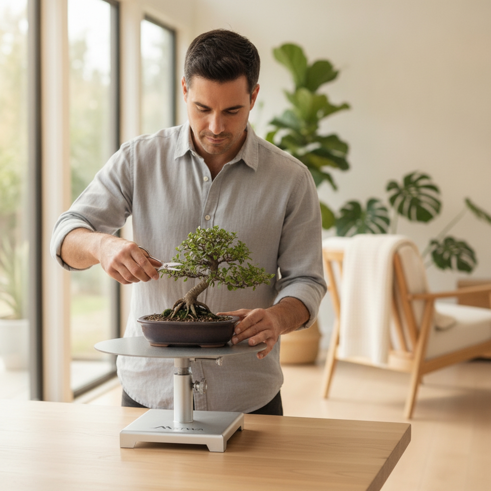 Bonsai Gardening - Bonsai Stand with Adjustable Lift Stainless