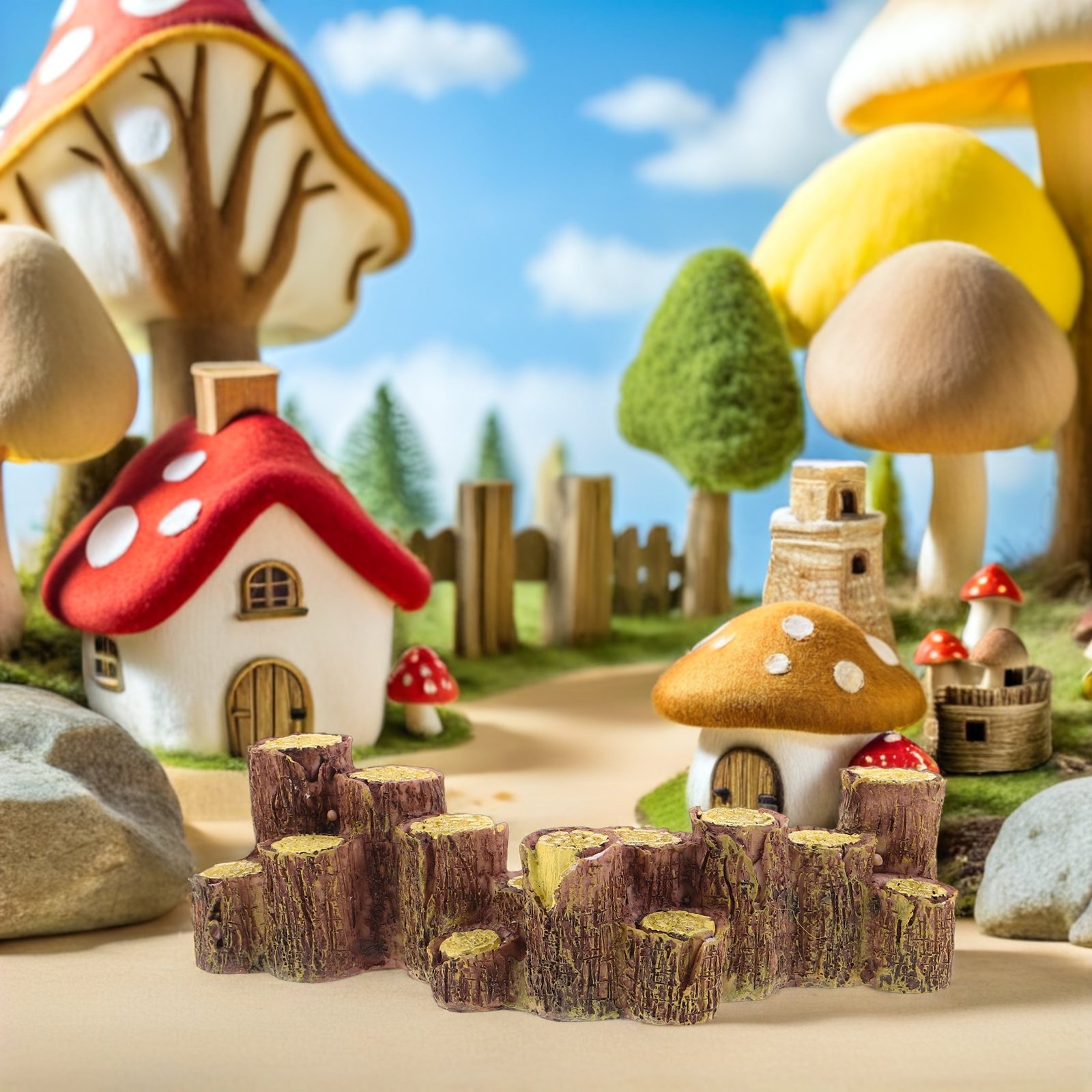 Bonsai Garden With Sand - 3Pcs Micro Landscape Resin Tree Stump