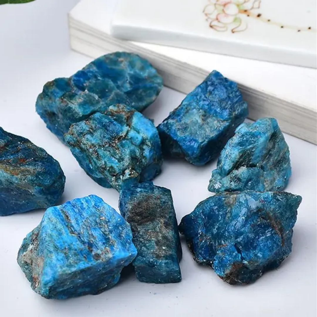 Bonsai Garden Gift - 40g/120g/240g Natural Blue Apatite Raw Stone,