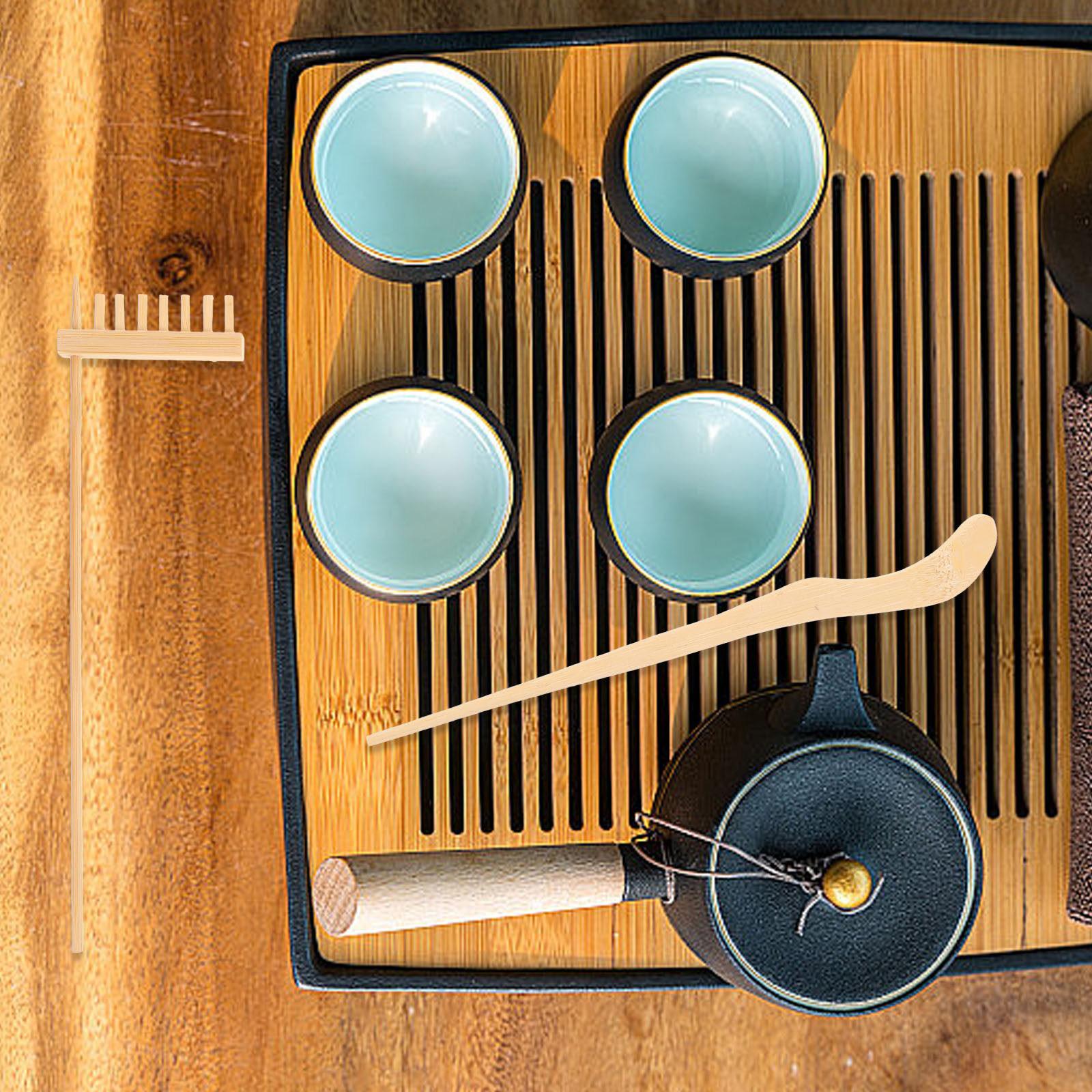 Bonsai Garden With Sand - 1Set Bamboo Rake Tea Set Mini