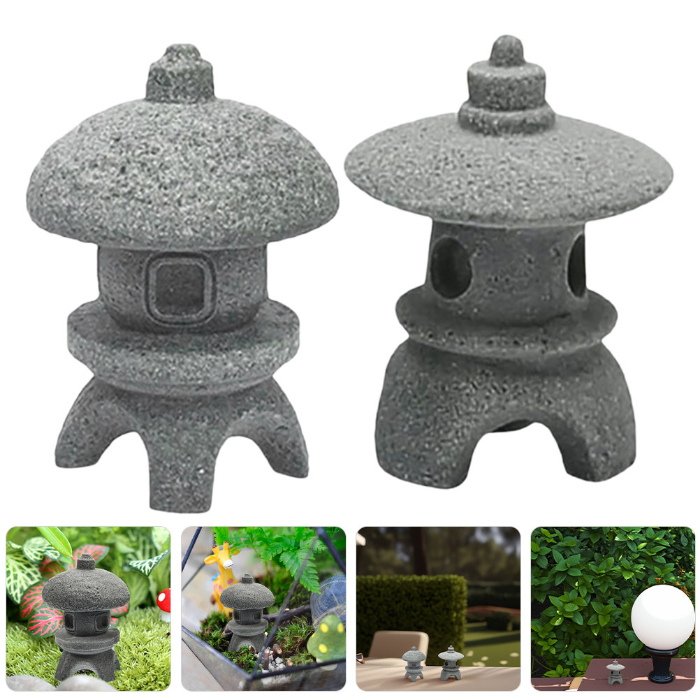 2Pcs Tower Pagoda Statues Japa - đánh giá và giá Japanese Garden Bonsai