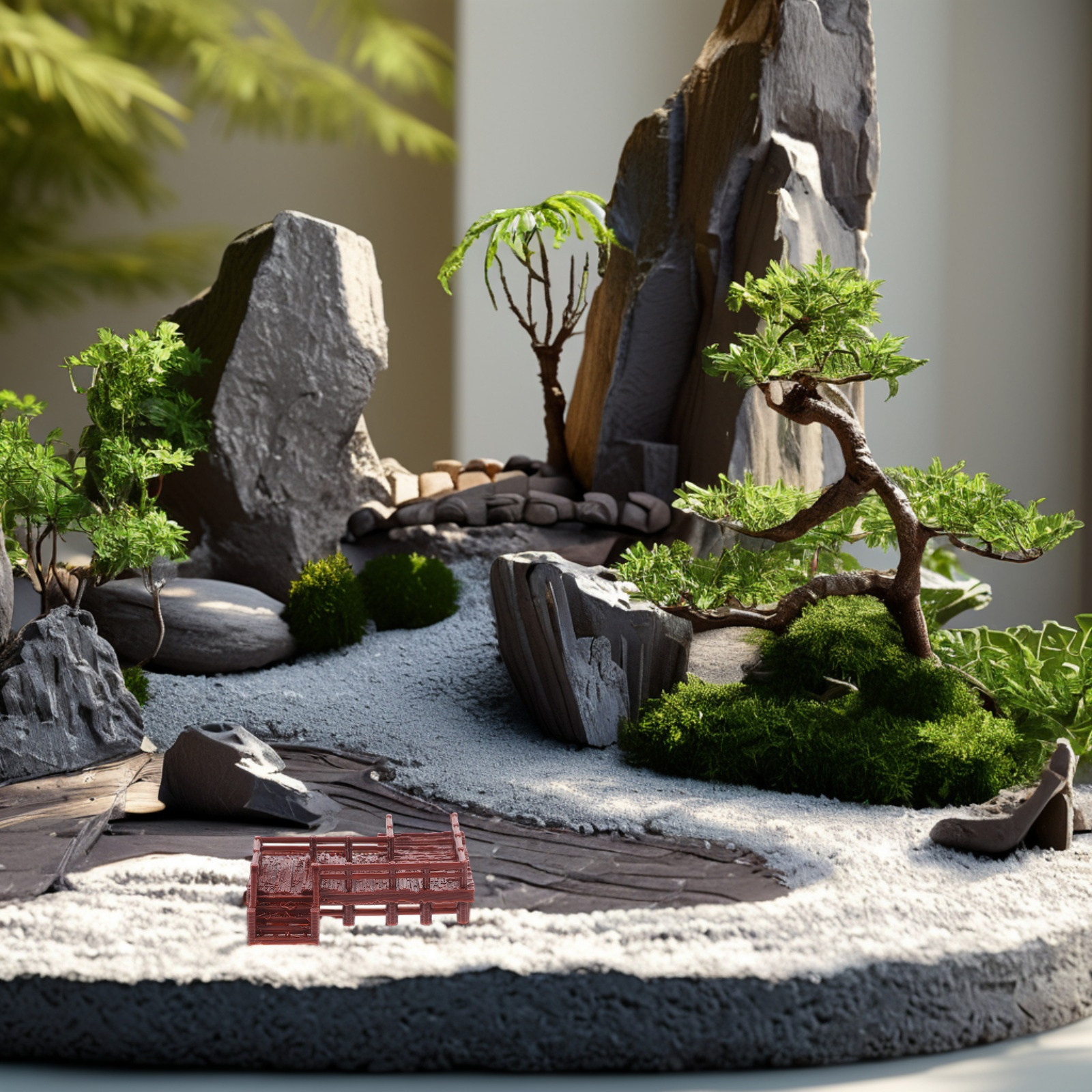 Miniature Chinese Arch Bridge  - đánh giá và giá Bonsai Garden With Sand