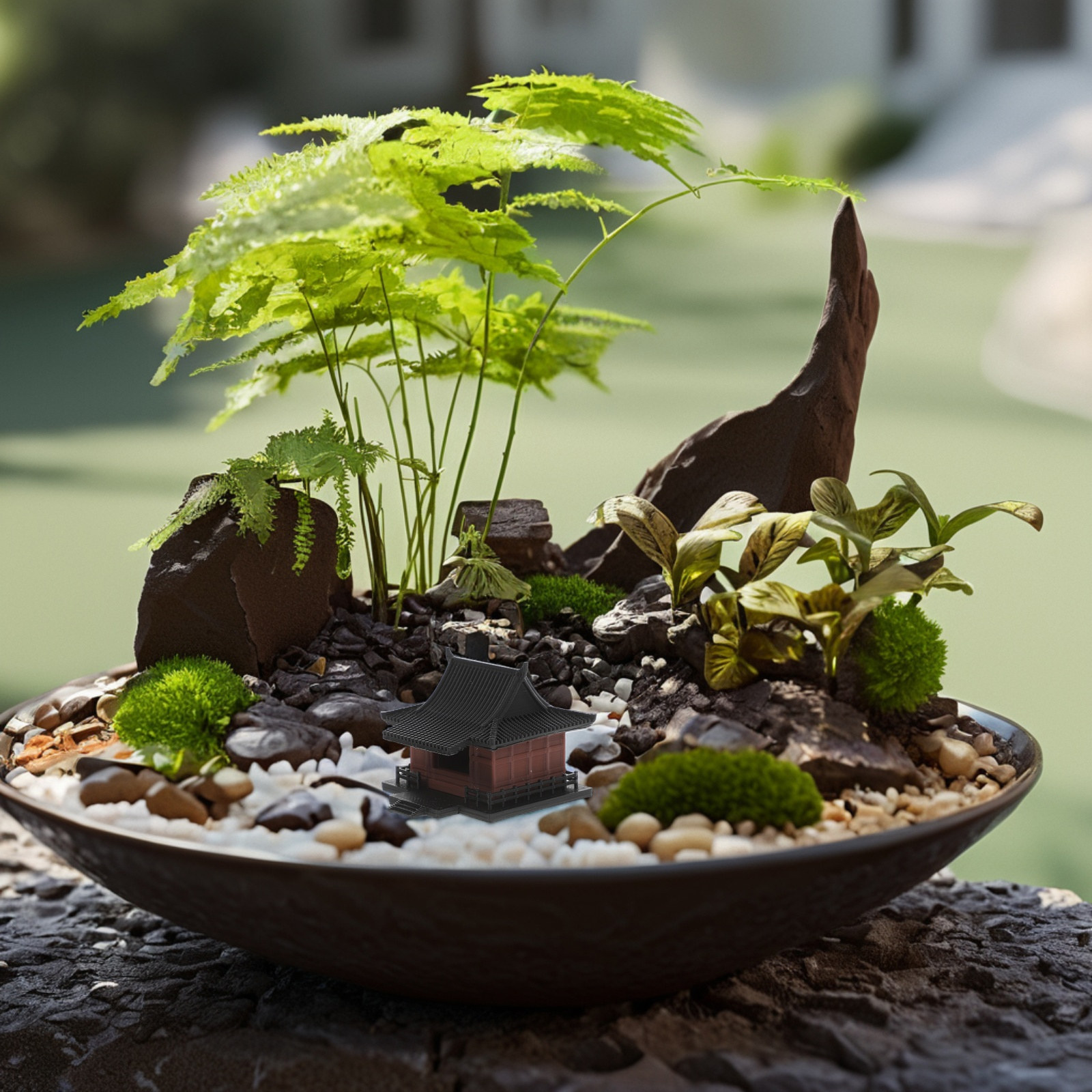 Chinese Style Pavilion Ornamen - đánh giá và giá Bonsai Garden With Sand